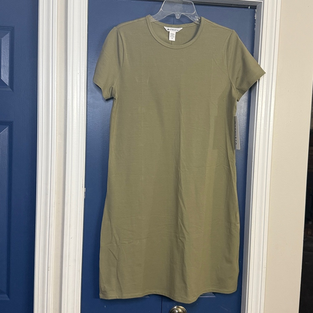Athleta Essential Tee Dress in Ecru Size Medium NWT - Picture 3 of 6